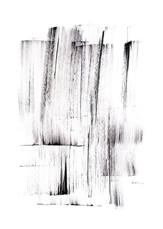 Minimalist black brushstrokes on a white background, featured on the Sort penselstrøg poster.