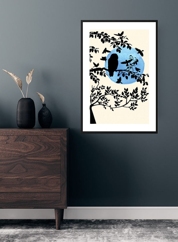 Wintermorning and birds poster