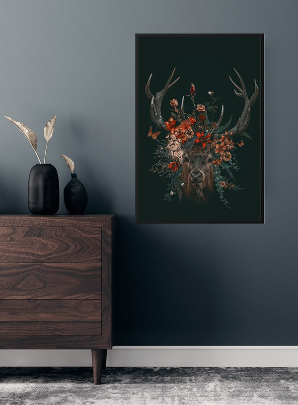 Kronhjort med blomster poster