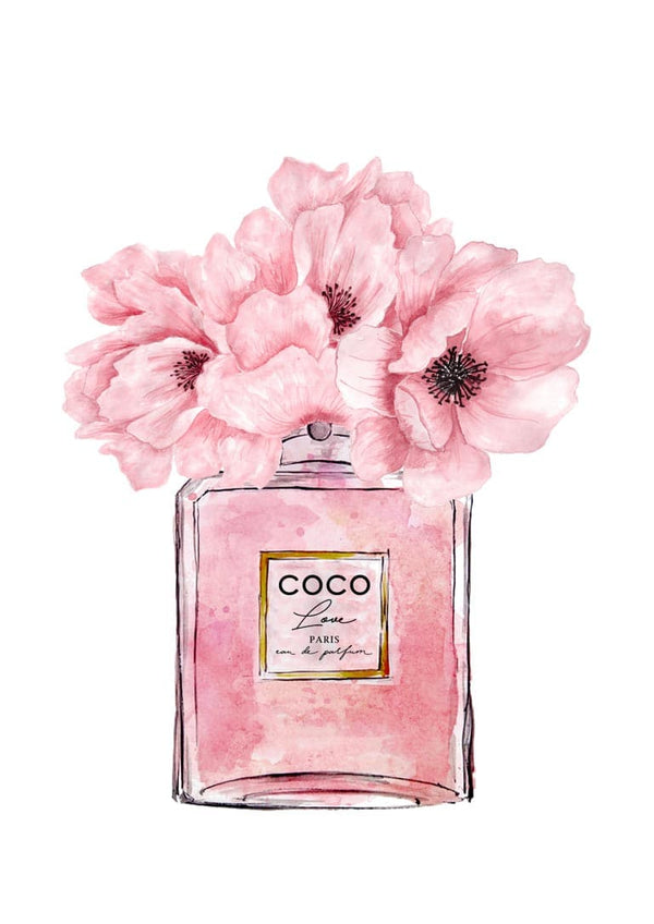 Coco Chanel perfume pink poster