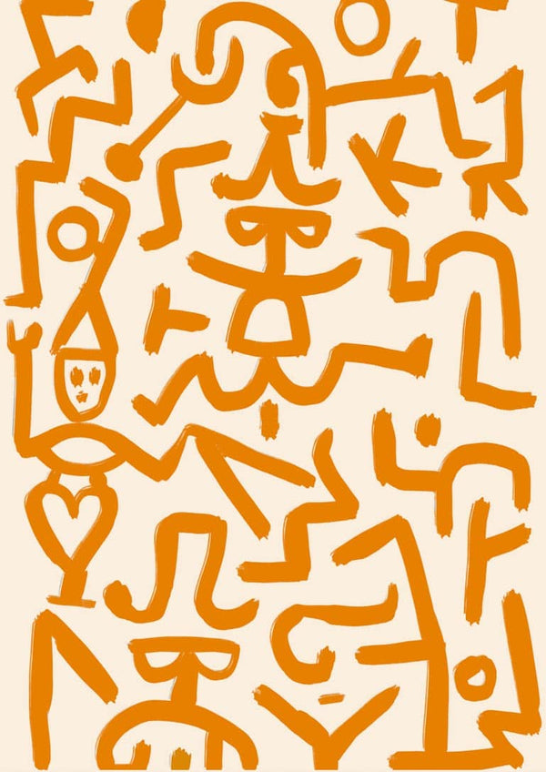 Paul Klee orange kunst poster til stuen