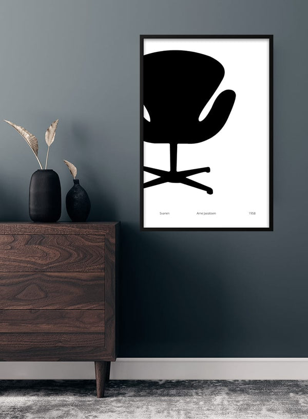 Svanen af Arne Jacobsen som poster til stuen