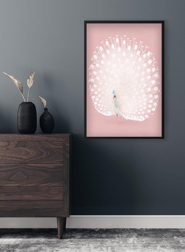Pink peacock by Ohara Koson poster