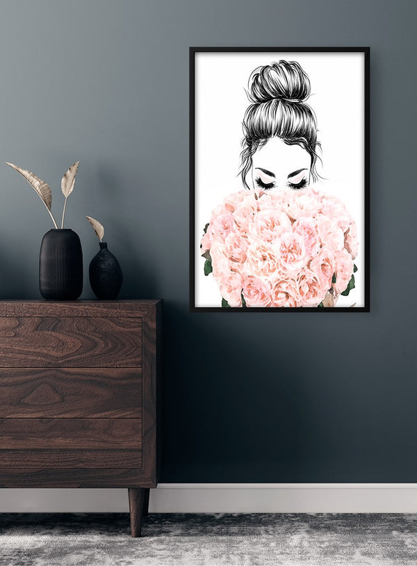 Woman And Flowers Poster