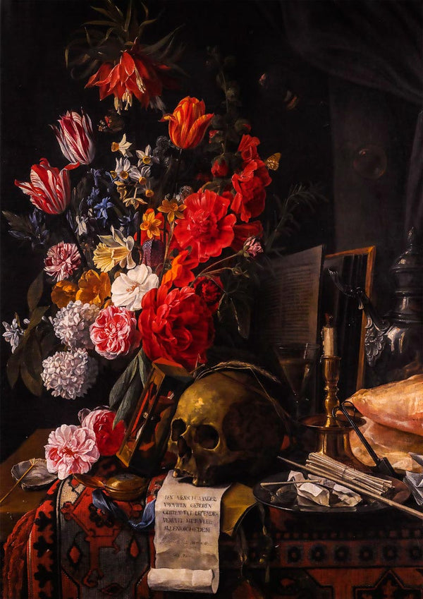 Skull And Flowers Vintage Poster