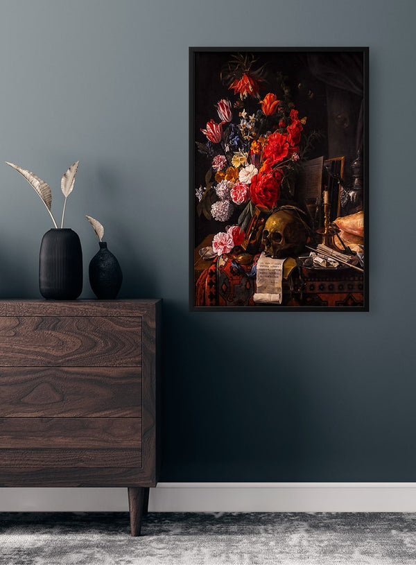 Skull And Flowers Vintage Poster