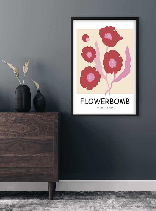 Red Flowerbomb Paris Poster
