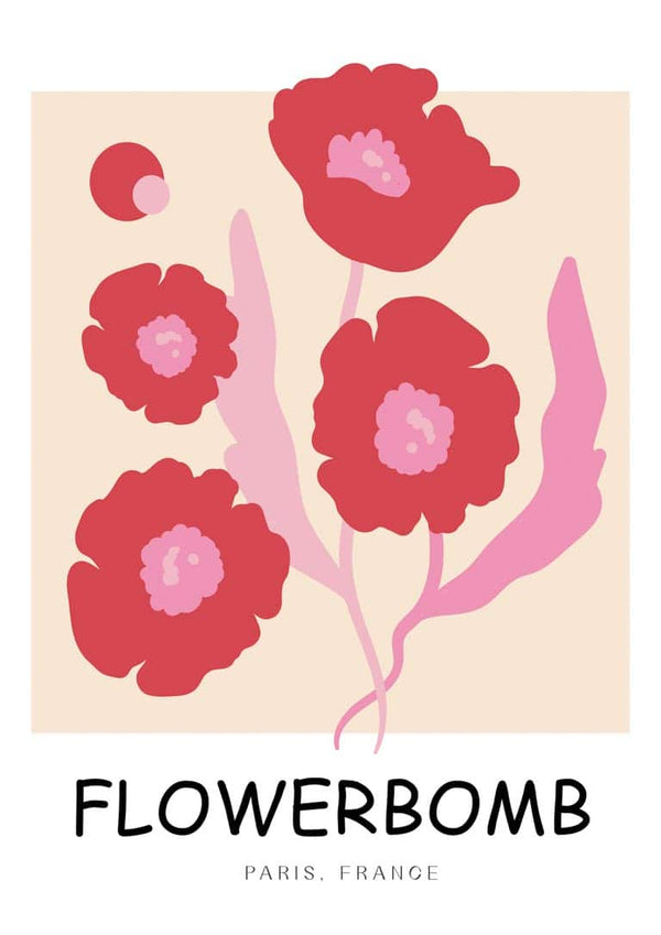 Red Flowerbomb Paris Poster
