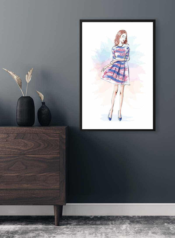 Blue Dress Girl Poster