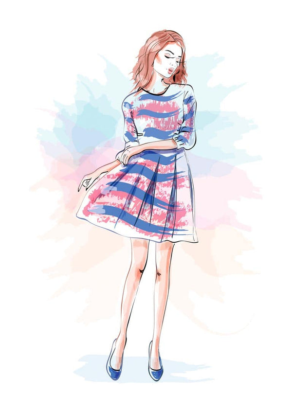 Blue Dress Girl Poster