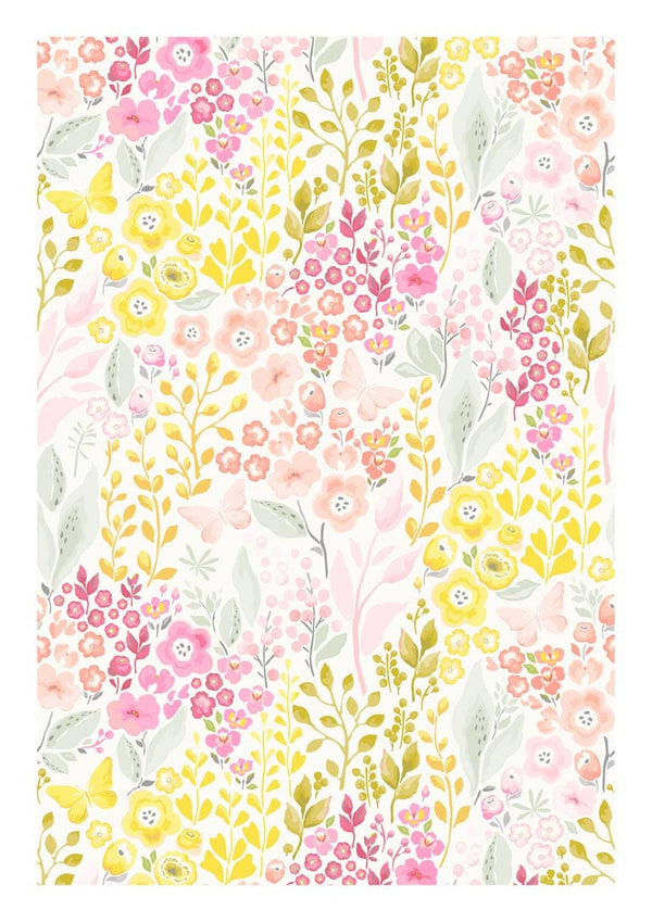 Lyserøde og gule blomster Poster