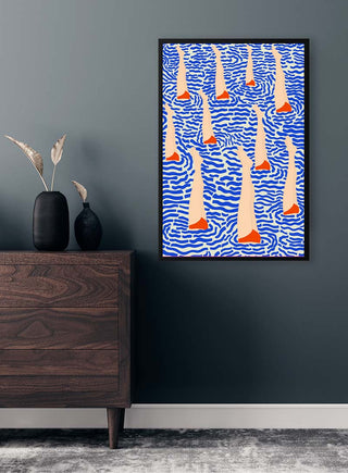 BaApistas - Jotadejai art print on a wall above a dark wood dresser in a modern room with minimalist decor.