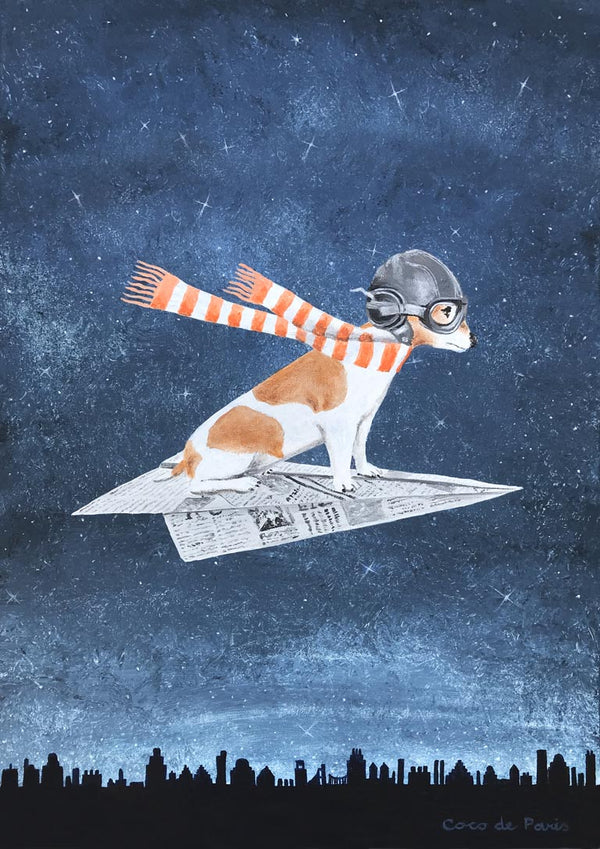 Jack Russell on paper plane - Coco de Paris