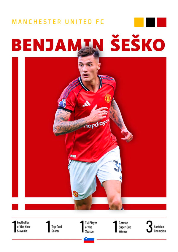 Benjamin Šeško - Manchester United Football Poster