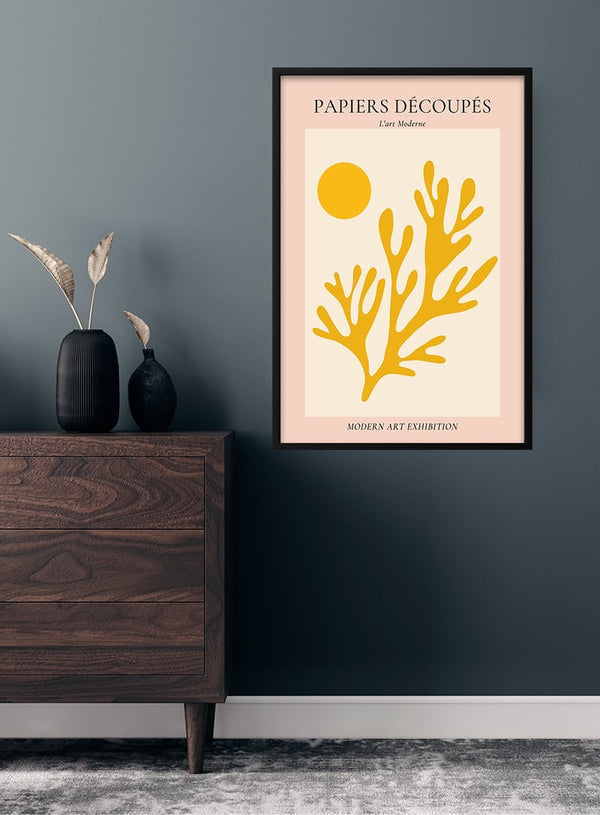 French Art inspired coral and circel poster