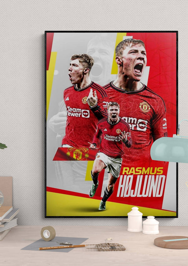 Rasmus Højlund Football Poster