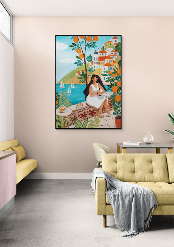 woman in Mediterranean coast