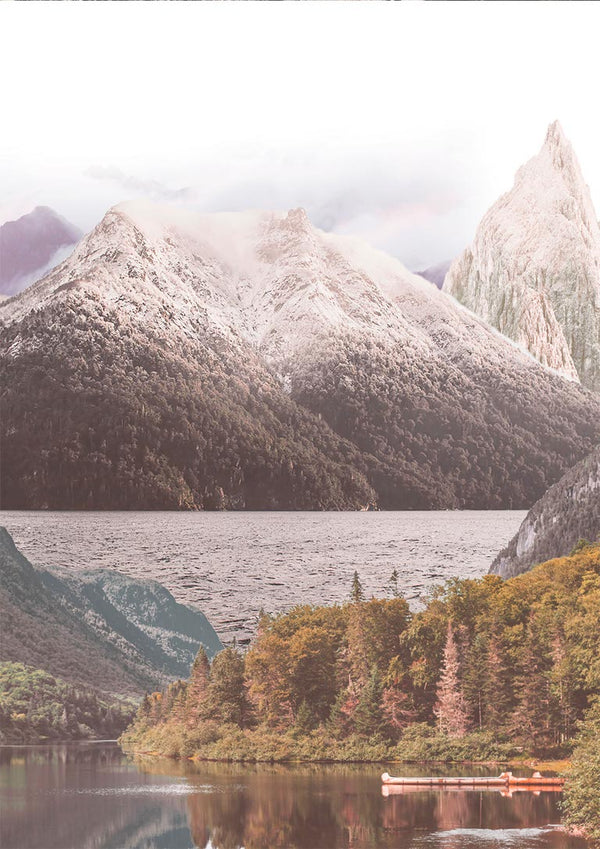 Mountain lake and trees Poster