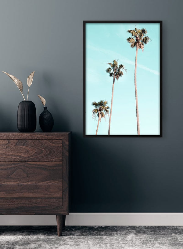 Tall Palms on Beach Poster