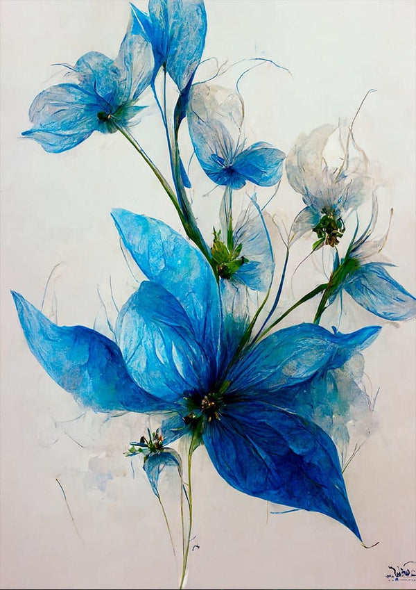 Blå Blomst 1 - Winnie Møller Poster