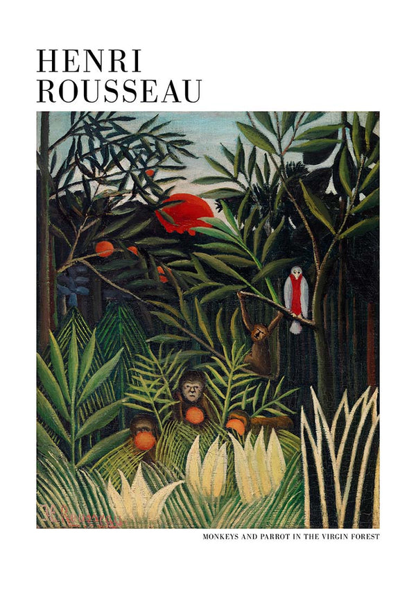 Monkeys And Parrot - Henri Rousseau