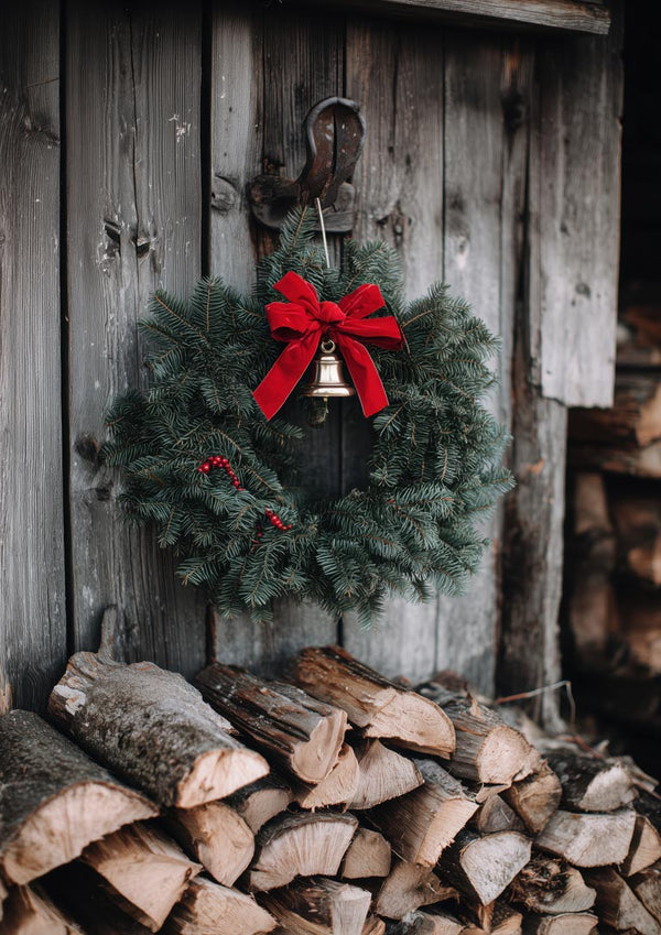 Christmas Wreath and Wood