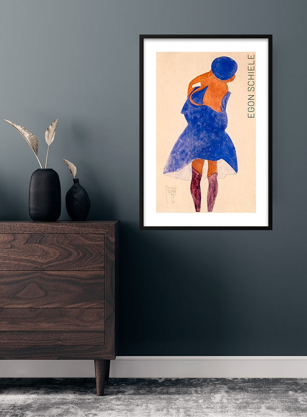 Standing Girl, Back View (1908) by Egon Schiele kunstposter