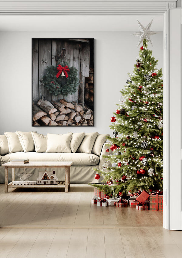 Christmas Wreath and Wood